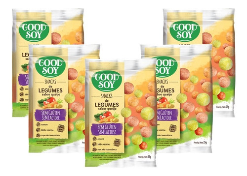 Kit 5 Goodsoy Snacks Legumes Ao Queijo 25g