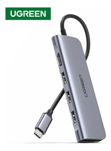 Dockstation Hub 6 Em 1 Ugreen Usb-c 3* Usb 3.0 + Hdmi +sd/tf 4k