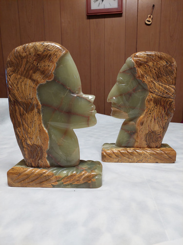 Sujeta Libros Con Caras De Marmol Onix Verde Onix Y Ocre (Usado)