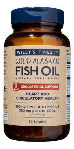 Wileys Finest Wild Alaskan Fish Oil Cholesterol Sup 90caps Sabor Sin Sabor