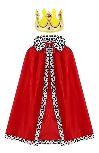 comprar Capa Roja Y Corona Para Disfraz De Rey Para Niños Largo 80cm