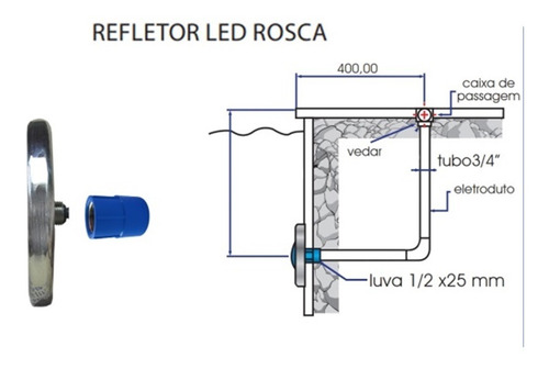 Kit C/4 Refletores Pooltec Para Piscina De Vinil Led 65 Abs