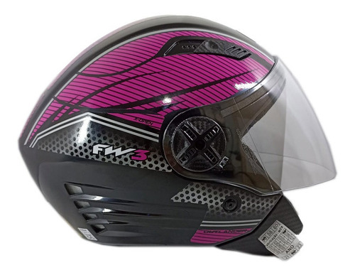 Capacete Fw3 X Open Preto/rosa Brilhante