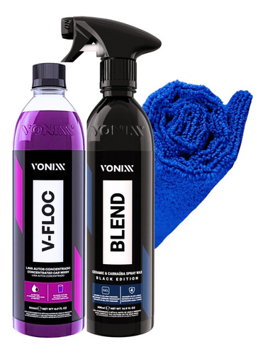 Cera Carnaúba Blend Spray Black Vonixx + V-floc 500ml + Pano