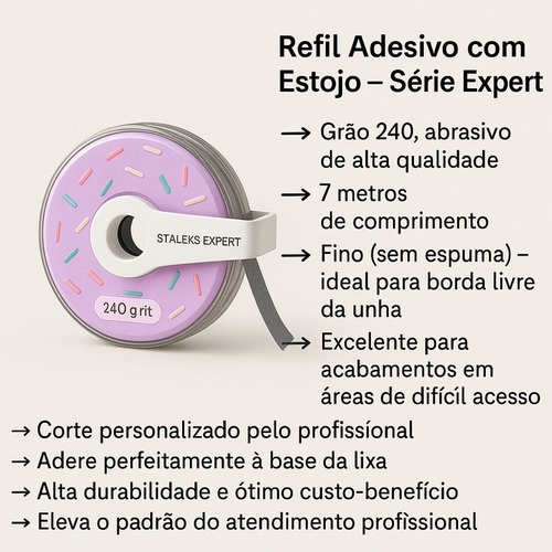 Lixa Refil Em Rolo Adesiva Staleks Pro Com Estojo 7m At-240w