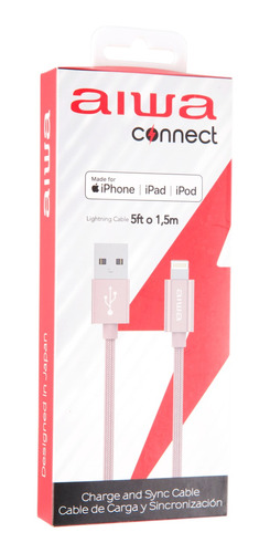 Cable Usb Lightning-iPhone Aiwa Rosado