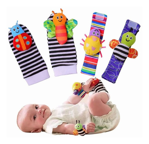 Set Calcetines Y Pulseras Estimulante Sonajero Bebe,4 Pcs