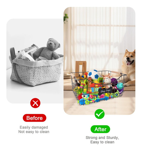 Cesta Grande Para Juguetes Para Perros,juego De 2 Contenedor