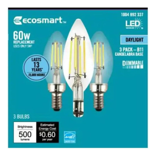Ecosmart De 60 Vatios Equivalente B11 B11 Energía Dimmable