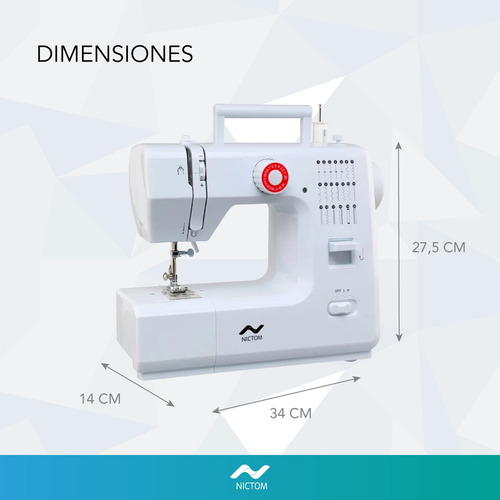Imagen 8 de 8 de Máquina De Coser Nictom Mc03 20 Puntadas 2 Velocidades Pedal