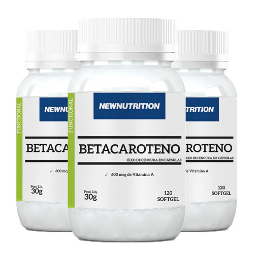 Betacaroteno Com Vitamina A - 3x 120 Cápsulas - Newnutrition