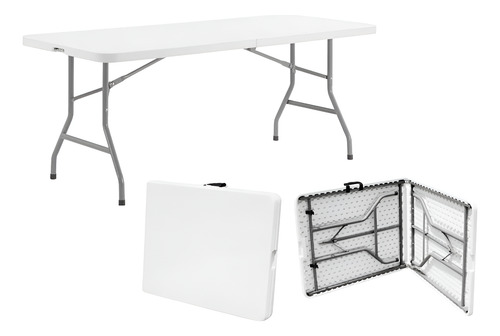 Mesa Plegable 180 Cm Maleta Multiuso Blanco