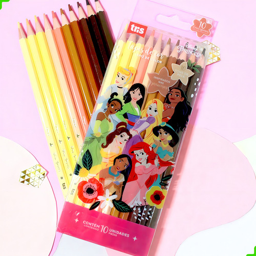 Lápis De Cor Princesas Disney Tons Da Pele 10 Cores - Tris