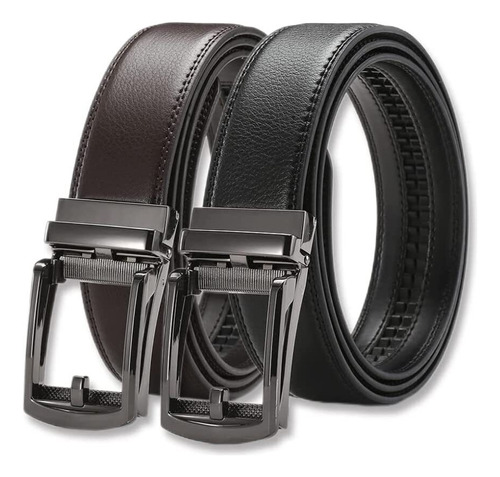 2 Pieces Of Black Men's Automatic Belt And Brown Buckle 2024