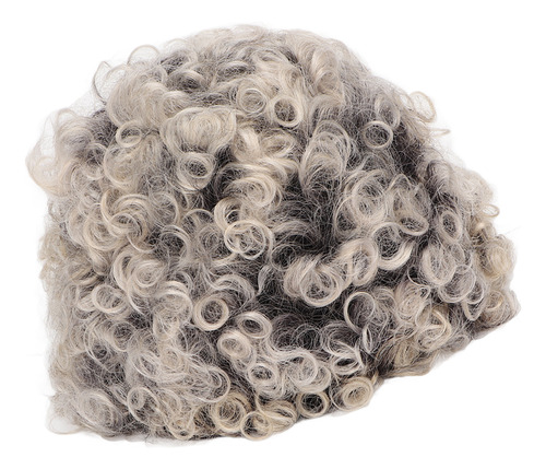 Pelucas Cortas Y Rizadas Para Mujer, Color Gris Degradado, A