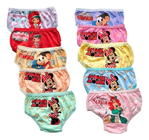 10 Calcinha Infantil Menina 100% Algodão Estampas Sublimada