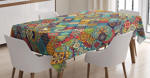 Ambesonne Mantel Bohemio, Patrón Geométrico Con Arte Popular
