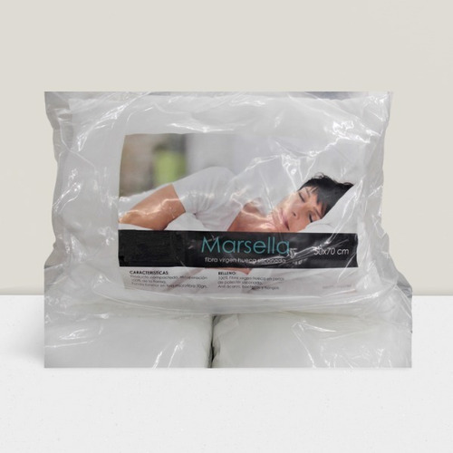 Imagen 1 de 2 de Almohada Blanco Black Marsella 100% Fibra Virgen 50x70