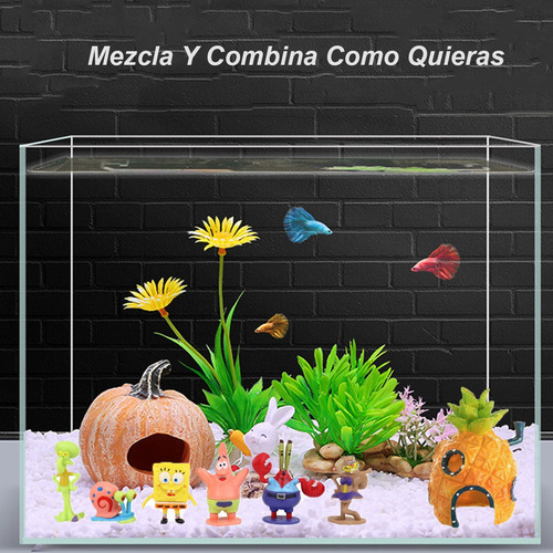 20 Pcs Acuario Pecera Planta Artificiale y Resina Decorativo Color Multicolor