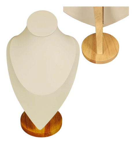 Exhibidor Collares Torso Pechera Biju Base De Madera 31hx19 Blanco