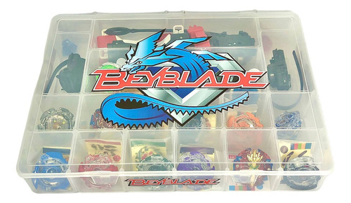 Kit Maleta 12 Bey Blade Batalha Beyblade Burst Metal Led Cor Colorida