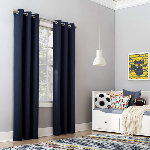 Sun Zero Riley - Cortina Opaca Con Ojales Para Dormitorio I. Color Azul Marino