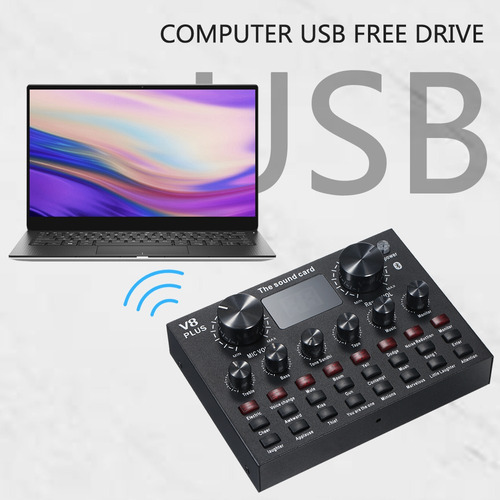 Imagen 6 de 9 de V8 Plus Tarjeta De Sonido En Vivo Con Cable De Audio Cable U