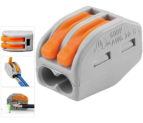 Terminal Empalme Rapido Tipo Wago 2 Vias (20-12awg)  10unids