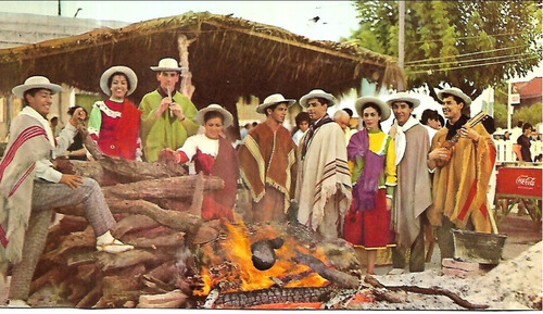 Tarjeta Postal Cosquín Fogón Criollo Folklore Argentina 1968