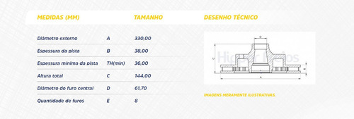 Disco De Freio Dianteiro 330mm Ford F250 Modelos Argentina