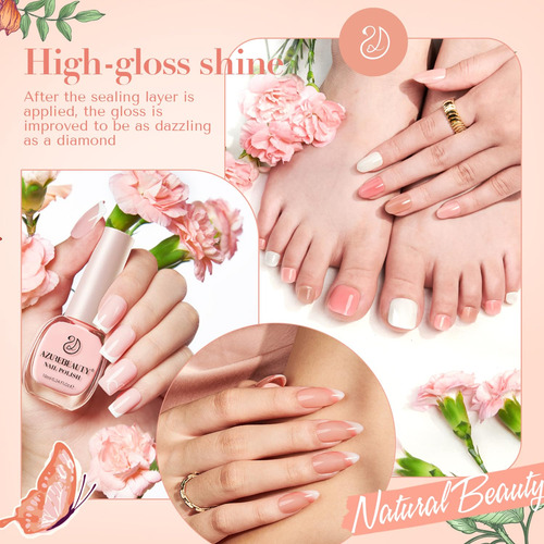 Azurebeauty Kit Esmaltes Veganos, 4 Colores Nude