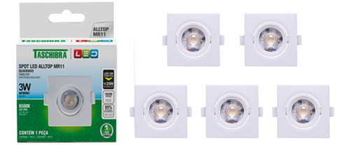 5 Spot Led Embutir Quadrado Branco Frio 85% Mais Econômico 110V/220V