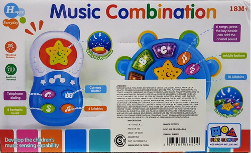 Imagen 4 de 4 de Pandereta Y Celular Con Melodías Luz Sonido Música Bebé Niño