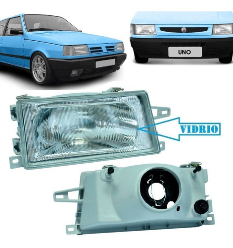 Farol Semióptica Fiat Uno Duna Fiorino  Der De Vidrio 91 03