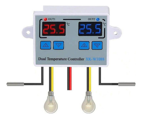 Controlador De Temperatura Duplo Digital Led Cel 110-220v