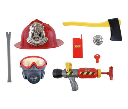 Kit Bombero Casco Con Mascara Y Accesorios Ik0277 - Premium