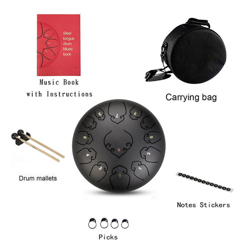 Tambor Handpan Con Lengüeta De Acero, 13 Notas, 12 Pulgadas,