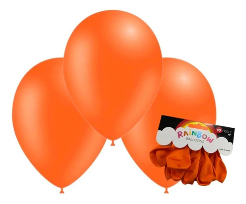 Globo Liso De Latex Rainbow 9 Pulgadas X 10 Un - Naranja