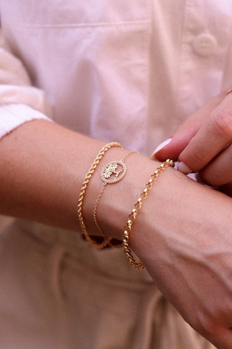 Conjunto Corrente E Pulseira Em Ouro 18k Cordão Baiano 50cm