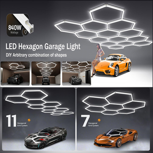Luz De Garaje Hexagonal Led 14 Luces 600w 60800 Lúmenes