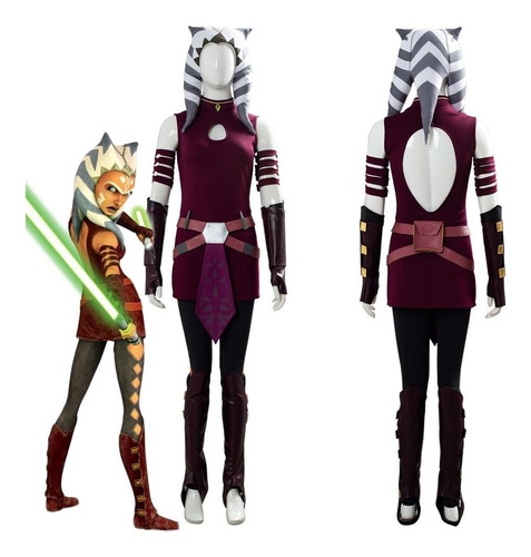 Star Wars Ahsoka Tano Rojo Sin Mangas Cosplay Disfraz Mujer