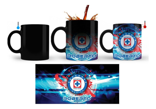 Taza Mágica Cruz Azul Personalizada Con Nombre 