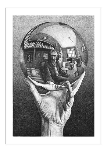 Lamina Fine Art Autorretrato Espejado Escher 50x70 Myc