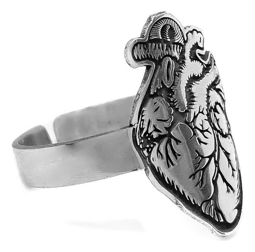 Anillo Corazón Anatomía Órgano Medicina Plata 925 Plata 925 C - Grande Plata 925