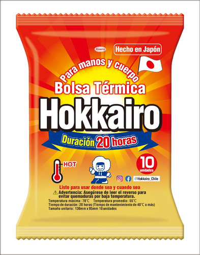 Hokkairo Bolsa Termica Portatil 10 Unidades Calor Por 20hr.