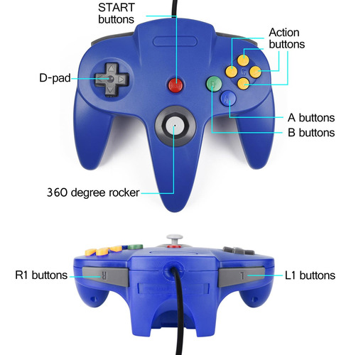 Controlador Innext 2 Pack 64, Joystick Com Fio Para Jogo [3d
