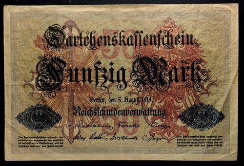 Alemania Billete 50 Marcos 1914 Mb Pick 49b 7 Cifras