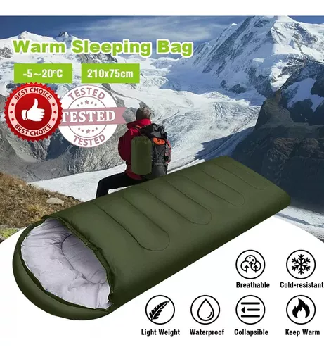 Green Saco de dormir ultraligero para acampar, sacos de dormir  impermeables, saco de dormir cálido de invierno grueso para adultos  YONGSHENG 8390612075711