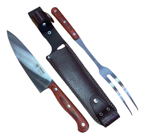 Juego Asador De Cuchillo + Trinche Arbolito Hoja 20cm 8397o