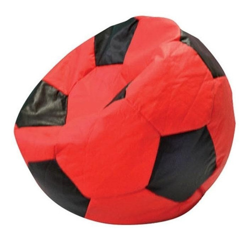Sillon Puff Soccer Grande, Almohada De Color Rojo/Ng